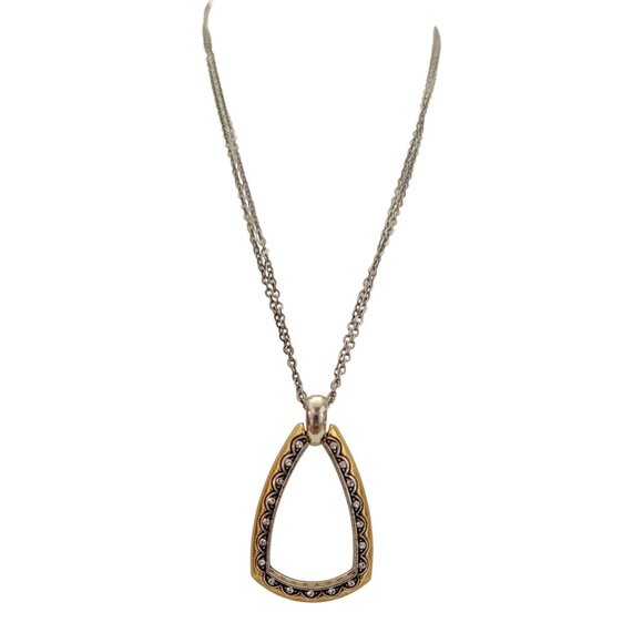 Brighton Gold Silver Tone Crystal Triangle Open Pendant Primavera Necklace, K622 - Picture 6 of 6